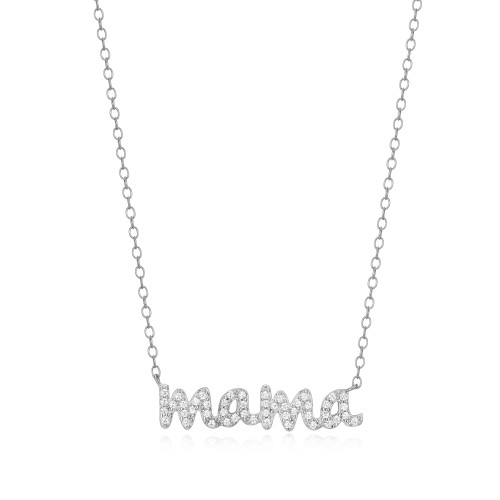 Mama Statement Necklace in Rhodium Plated Sterling Silver