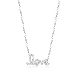 Love Statement Necklace in Rhodium Plated Sterling Silver