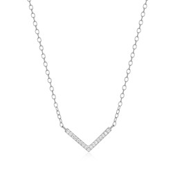 Chevron Statement Necklace in Rhodium Plated Sterling Silver