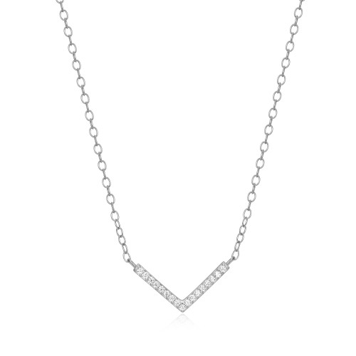 Chevron Statement Necklace in Rhodium Plated Sterling Silver