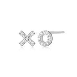 XO Stud Earrings in Rhodium Plated Sterling Silver