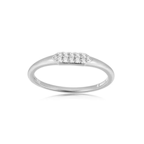 Long Hex Stackable Ring in Rhodium Plated Sterling Silver