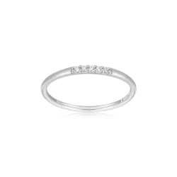 Diamond Line Stackable Ring in Rhodium Plated Sterling Silver