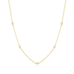 Bezel Station Necklace in 18k Yellow Gold Plated Sterling Silver