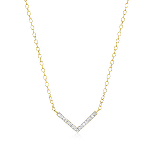 Chevron Statement Necklace in 18k Yellow Gold Plated Sterling Silver