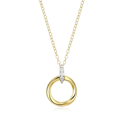 Knife Edge Circle Link Lab-Created Diamond Pendant Necklace in 18K Gold & Rhodium-Plated Sterling Silver