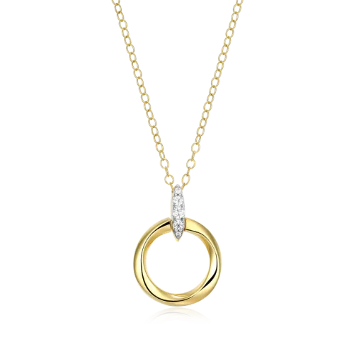 Knife Edge Circle Link Lab-Created Diamond Pendant Necklace in 18K Gold & Rhodium-Plated Sterling Silver