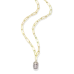 Cross Tag Pendant Lab-Created Diamond Paperclip Necklace in 18K Gold & Rhodium-Plated Sterling Silver