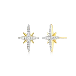 Cardinal Points Stud Earrings in 14K Yellow Gold-Plated Sterling Silver