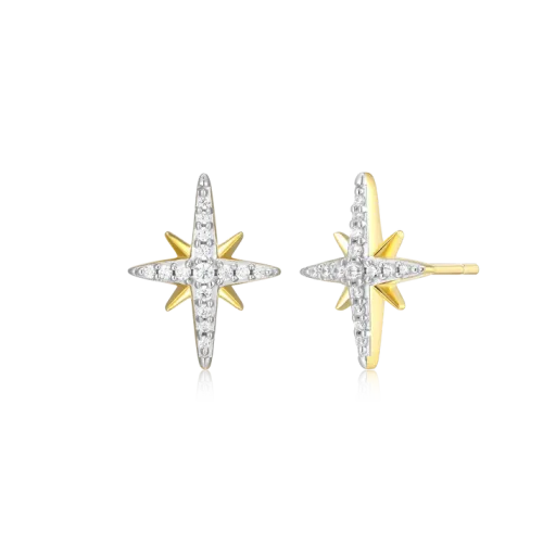 Cardinal Points Stud Earrings in 14K Yellow Gold-Plated Sterling Silver