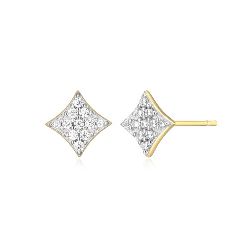 Star Pave Stud Earrings in 18k Yellow Gold Plated Sterling Silver