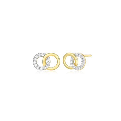 Twin Circle Stud Earrings in 18K Yellow Gold-Plated Sterling Silver