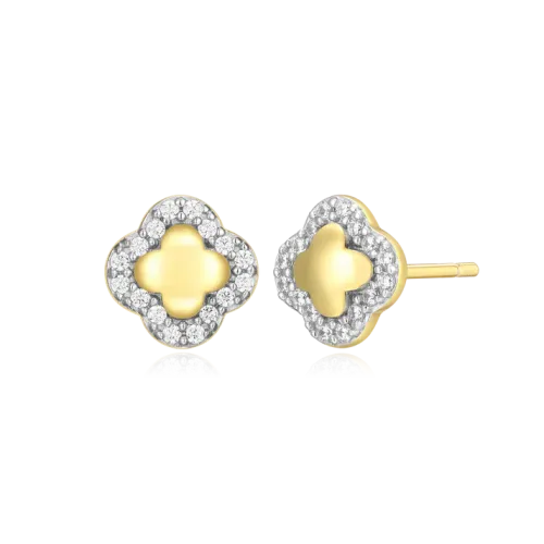 Clover Stud Earrings in 18k Yellow Gold Plated Sterling Silver