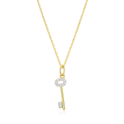 Skeleton Key Pendant Necklace in 18K Yellow Gold-Plated Sterling Silver