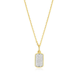 Hex Tag Pendant Necklace in 18k Yellow Gold Plated Sterling Silver