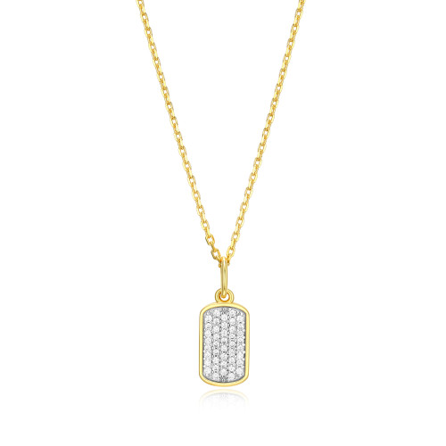 Hex Tag Pendant Necklace in 18k Yellow Gold Plated Sterling Silver