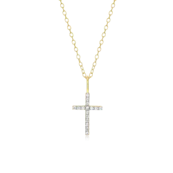 Cross Pendant Necklace in 18k Yellow Gold Plated Sterling Silver