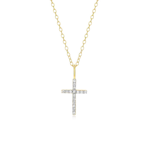 Cross Pendant Necklace in 18k Yellow Gold Plated Sterling Silver