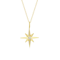 North Star Pendant Necklace in 18k Yellow Gold Plated Sterling Silver