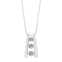 Three Diamond Pulse Necklace- .30ct TDW