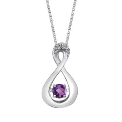 Amethyst and Diamond Pulse Necklace- 0.01ct TDW