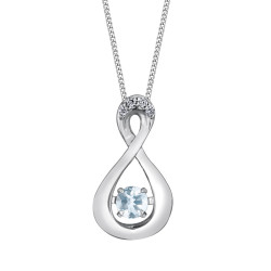 Aquamarine and Diamond Pulse Necklace- 0.01ct TDW