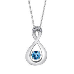 Blue Topaz and Diamond Pulse Necklace- 0.01ct TDW