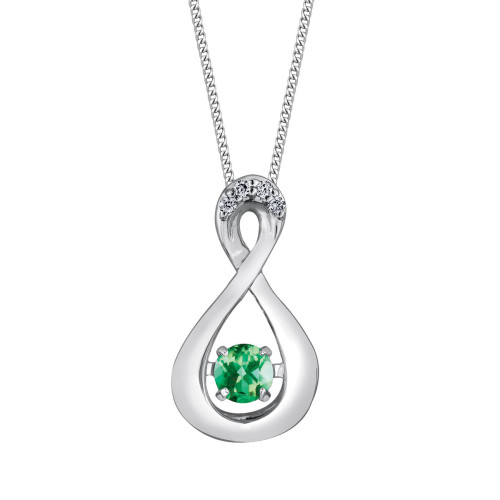 Emerald and Diamond Pulse Necklace- 0.01ct TDW