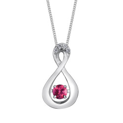 Pink Topaz and Diamond Pulse Necklace- 0.01ct TDW