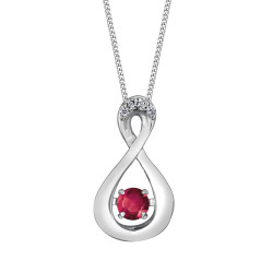 Ruby and Diamond Pulse Necklace- 0.01ct TDW