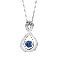Sapphire and Diamond Pulse Necklace- 0.01ct TDW