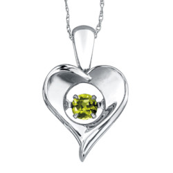 Peridot Sterling Silver Heart Pulse Necklace (August Birthstone)