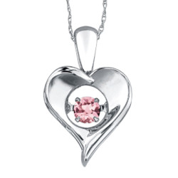 Pink Topaz Sterling Silver Heart Pulse Necklace (June Birthstone)