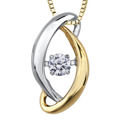 Yellow and White Gold Diamond Pulse Necklace- 0.09ct