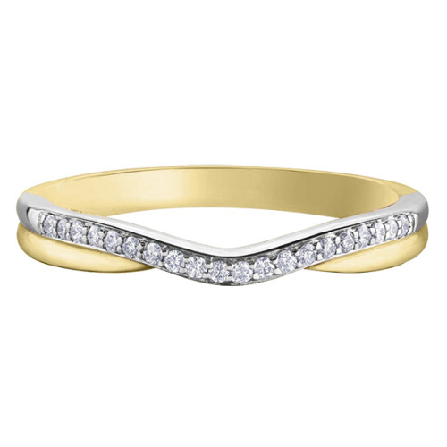 Curved Yellow Gold Diamond Band- 0.10ct TDW